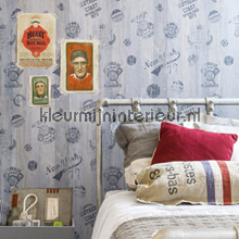 Blauw hout met stempels papel de parede 48870 madeira BN Wallcoverings