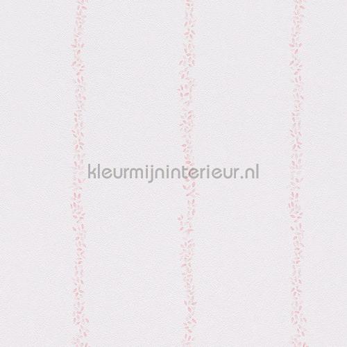 Bladerstreepjes pastel roze behang 303361 aanbieding behang AS Creation