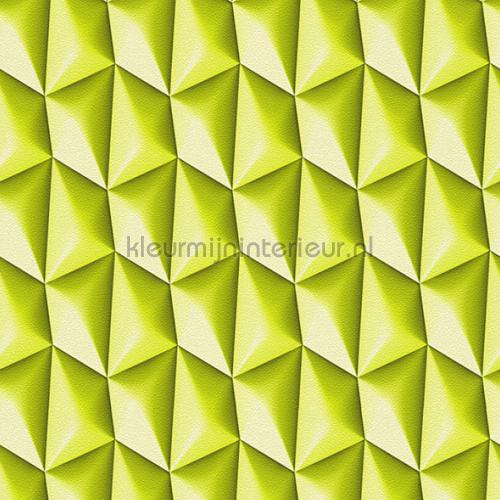 3d piramid grid green behang 327085 retro AS Creation