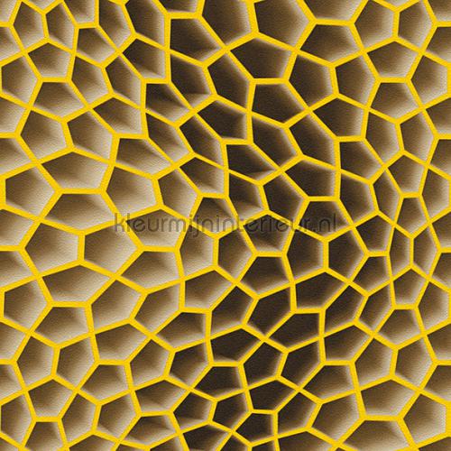 3d honeycomb yellowbrown behang 327095 retro AS Creation