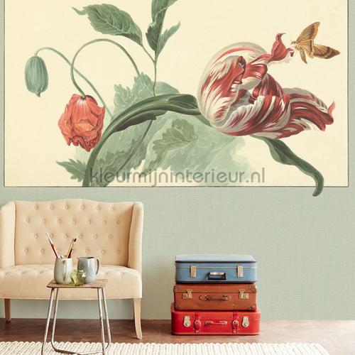 Tulip and Poppy sage fotobehang 358119 Masterpiece Eijffinger