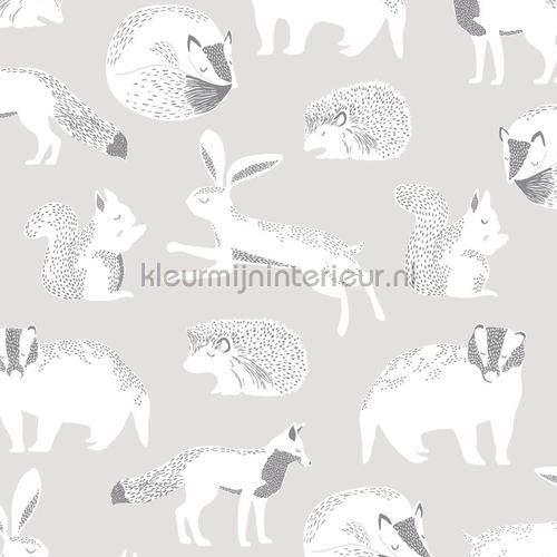 Das konijn eekhoorn egel motief wallcovering 399060 animals Eijffinger