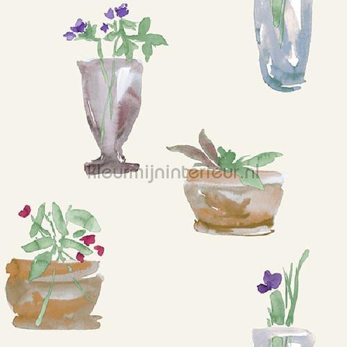 Vazen met bloemen aquarel wit papier peint JW3702 Mix and Match Behang Expresse