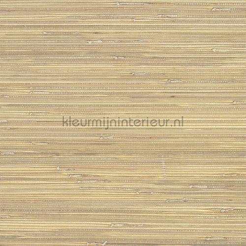 Lichtgeel geverfd grasweefsel op goud tapet 389526 Natural Wallcoverings II Eijffinger