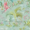 Palm scene blauw papier peint 300145 romantique moderne Styles