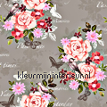 Bloemen vintage - roze/rood papel de parede Esta home Vendimia Velhos 