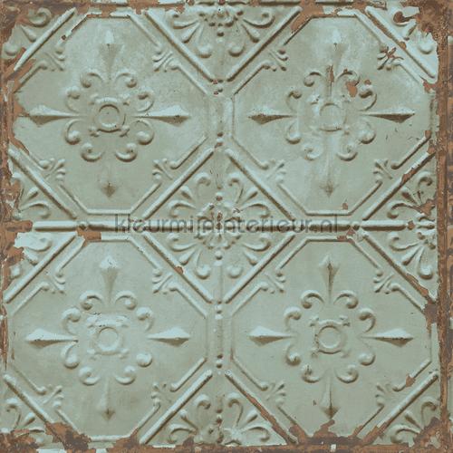 Old Tin Ceilingtiles Aqua Fd22331 Wallcovering Reclaimed Dutch