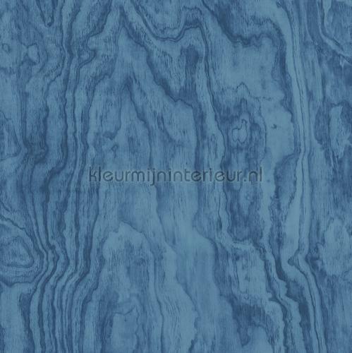 Grote houtnerf structuur blauw behang 2540-24041 Restored Dutch Wallcoverings