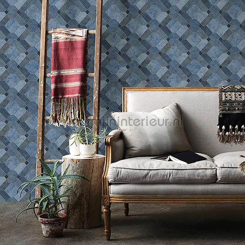 Diagonaal marmer patroon behang 2540-24057 Interieurvoorbeelden behang Dutch Wallcoverings