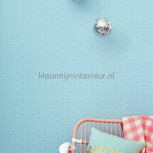 Relief bloem licht aqua tapet 383571 Rice 2 Eijffinger