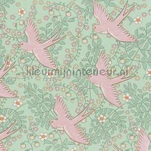 Zwaluw patroon mint roze tapet Eijffinger Vintage Gamle 