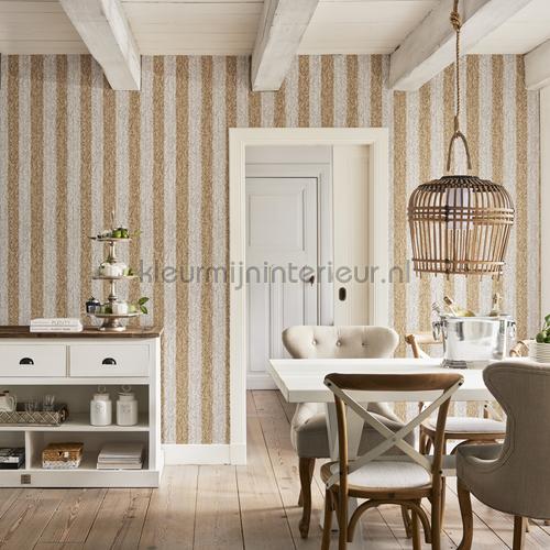 Geweven rattan bruin wit 18310 behang riviera maison van bn ...