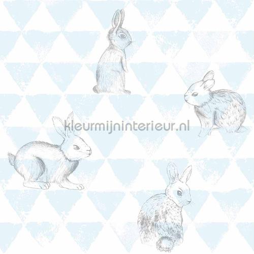 Hippe konijntjes blauw behang OZ 3271 Baby - Peuter Onszelf