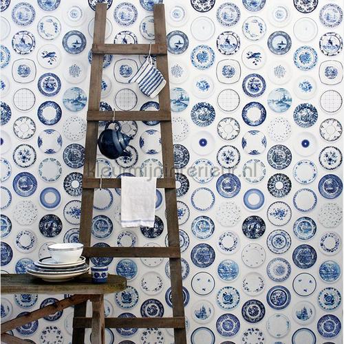 Porselein blauw behang Trendy - Hip Studio Ditte