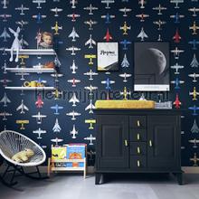 Vliegtuigjes donker wallcovering Studio Ditte Wallpaper creations 