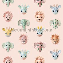 wilde dieren roze carta da parati Studio Ditte Studio Ditte wilde-dieren-roze