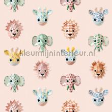 wilde dieren roze tapet wilde-dieren-roze Studio Ditte