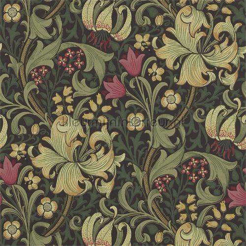golden lily charcoal olive behang 216463 The Craftsman Wallpapers Morris and Co