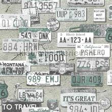 Nummerplaten collage wallcovering Behang Expresse Thomas th27116