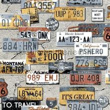 Nummerplaten collage wallcovering Behang Expresse Thomas th27117