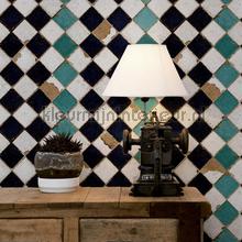 Tourquoise chess wallcovering Coordonne Vintage- Old wallpaper 