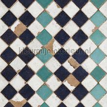 Tourquoise chess wallcovering Coordonne Vintage- Old wallpaper 