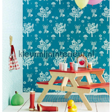 Animaux de la fort turquoise behang 354042 Tout Petit Eijffinger