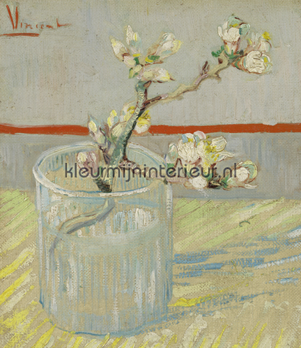 Bloeiend amandeltakje in een glas fotomurali 30549 Van Gogh BN Wallcoverings