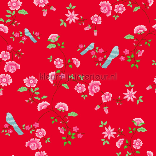 Bird Branches red papier peint 2000113 Wallpaper Collection Room Seven