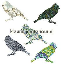 2 vogeltjes blauw behang Inke Inke behangbeesten 