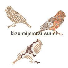 2 vogeltjes bruin behang Inke Inke behangbeesten 