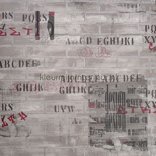 Muur met teksten papier peint 12103107 Les Aventures 4 Noordwand