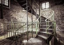 Staircase in old building photomural Kleurmijninterieur world maps 