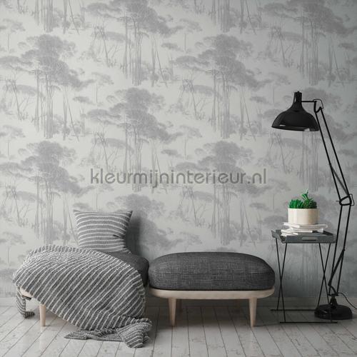 Italian landscape trees lichtgrijs papel pintado interiors Kleurmijninterieur