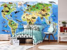 Childrens worldmap fotobehang Kleurmijninterieur wereldkaarten 