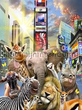 Jungle animals in the big city fotomurales Kleurmijninterieur Todas-las-imgenes