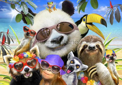 Panda and her exotic friends photomural animals Kleurmijninterieur