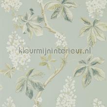 Chestnut tree Grey Blue Sage tapet Sanderson Vintage Gamle 