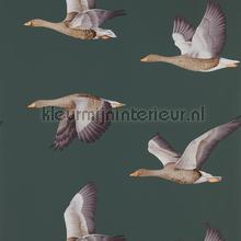 Elysian geese Amsterdam Green behang Sanderson romantisch modern 