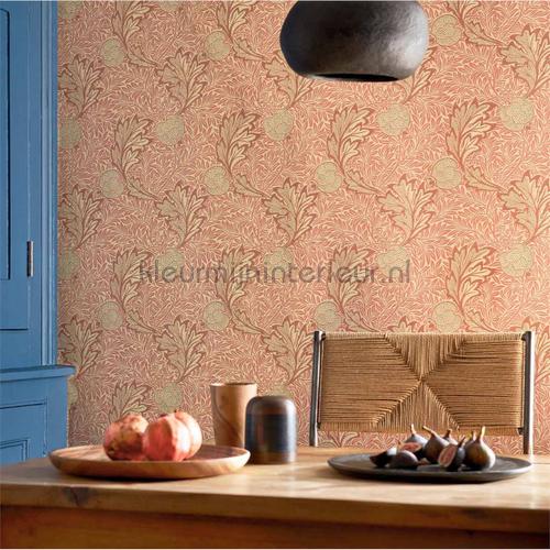 Apple rust gold wallcovering 216688 leaves Morris and Co