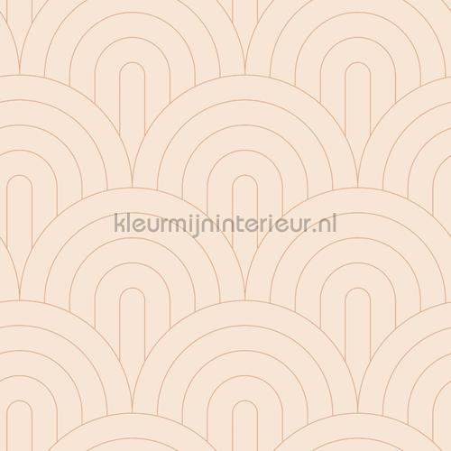 Artdeco boog vormen pastel zalm papier peint 156-139216 filles Esta home