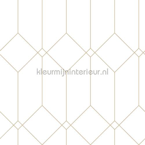 Diamant lijnenspel wit goud tapet 156-139223 Art deco Esta home