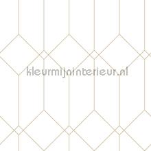 Diamant lijnenspel wit goud papier peint Esta home Art deco 156-139223