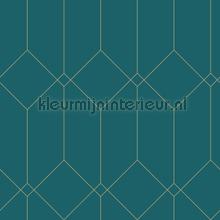 Diamant lijnenspel petrol wallcovering Esta home Wallpaper creations 