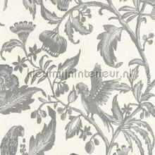 Etourneau noir gravure behang Casadeco Exotisch 
