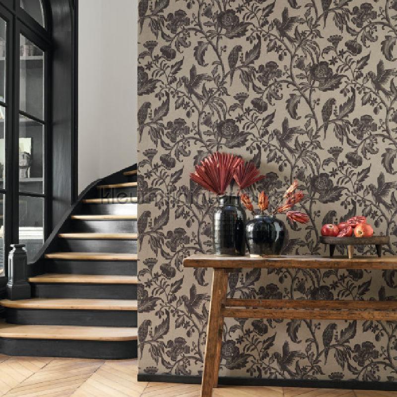 Etourneau noir reglisse behang BALI88169700 Exotisch Casadeco