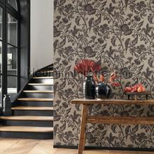 Etourneau noir reglisse behang Casadeco Exotisch 