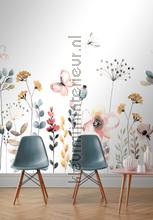 Pastel aquarel flowers fotobehang Rasch babykamer 