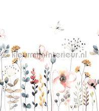 Pastel aquarel flowers fotobehang Rasch babykamer 