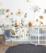 Pastel aquarel flowers fotobehang Rasch babykamer 